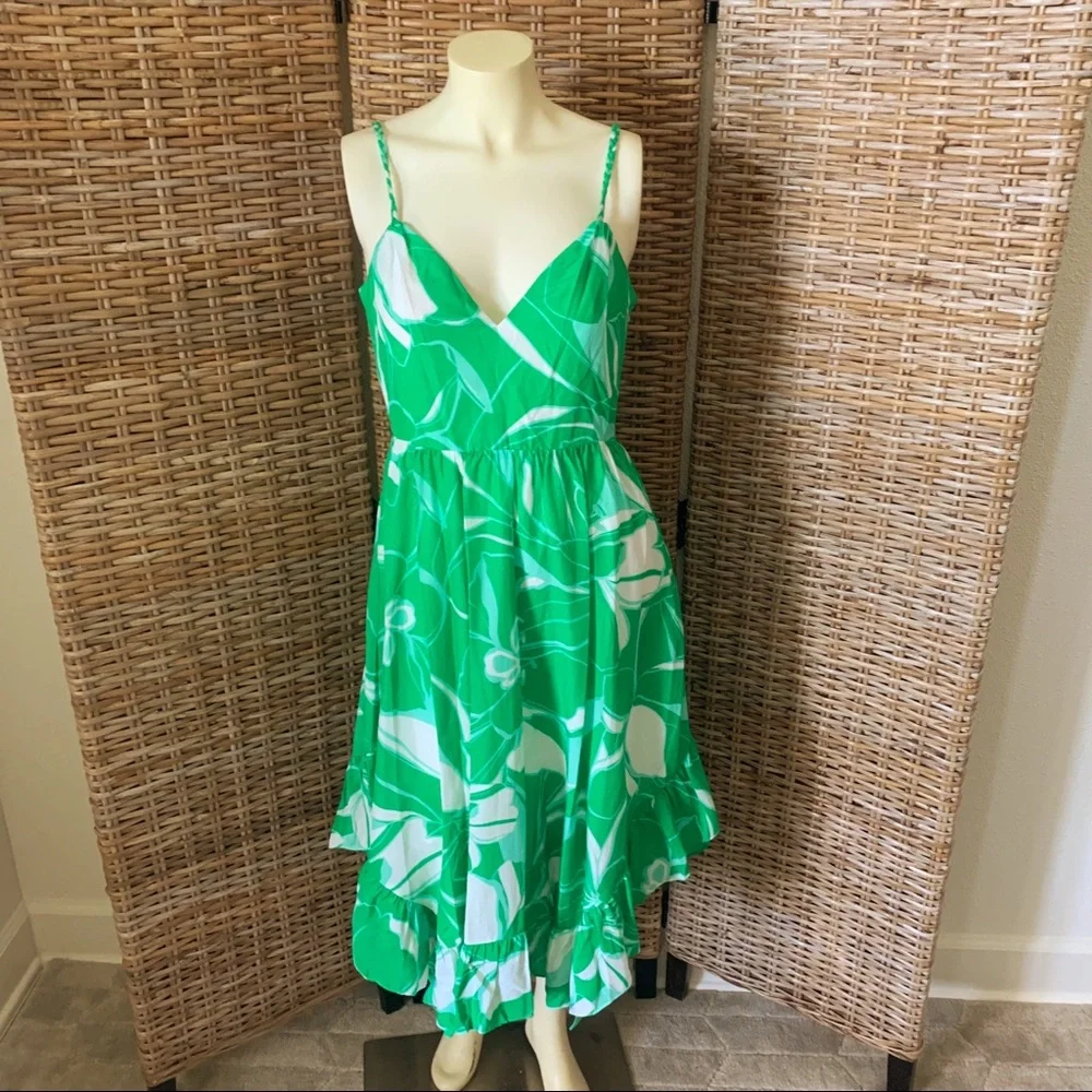 Milly Britney Kelly Green Stencil Floral Dress Size 6 - Picture 10 of 15